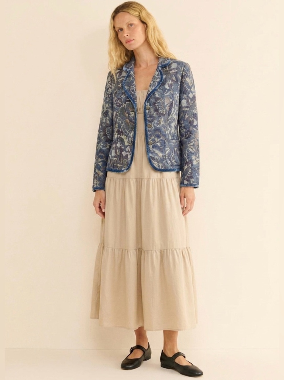 Talbots Floral Upholstery Velvet Trim Jacket Blazer Size M/Large Cottage Core
